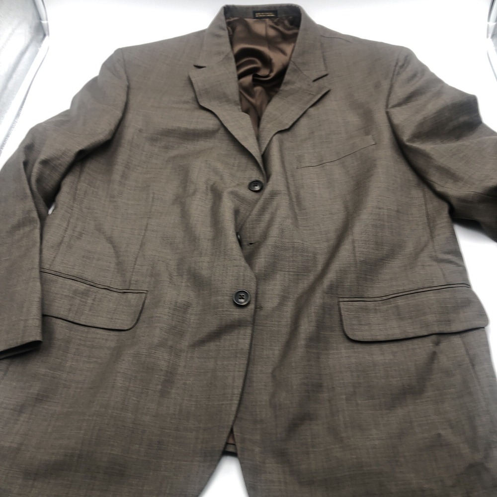 Stafford Men's Brown 100% Wool Suit‎ Jacket 44S And Pants 34x30 With Garment Bag
